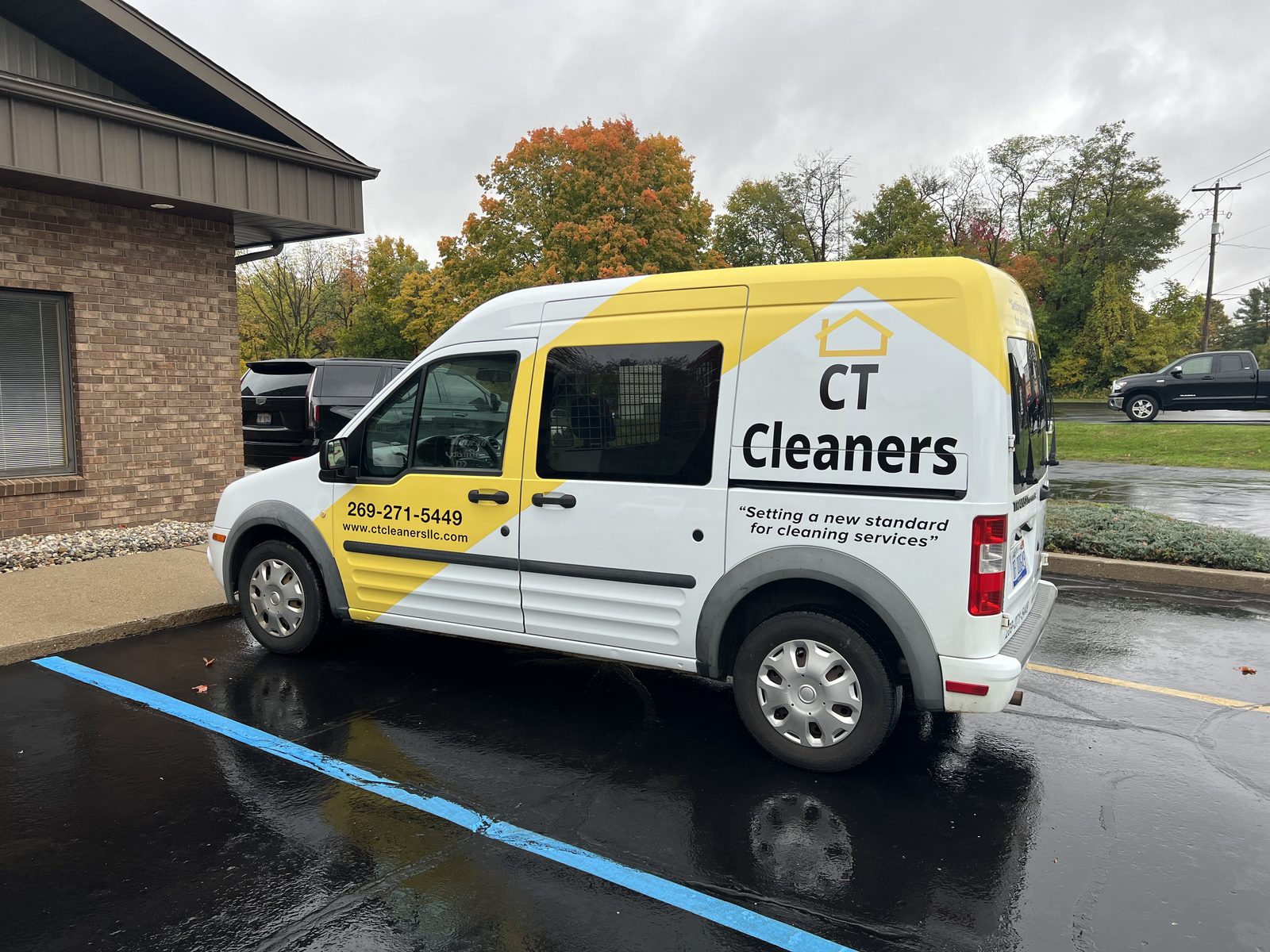 CT Cleaners branded service van in Kalamazoo, Michigan