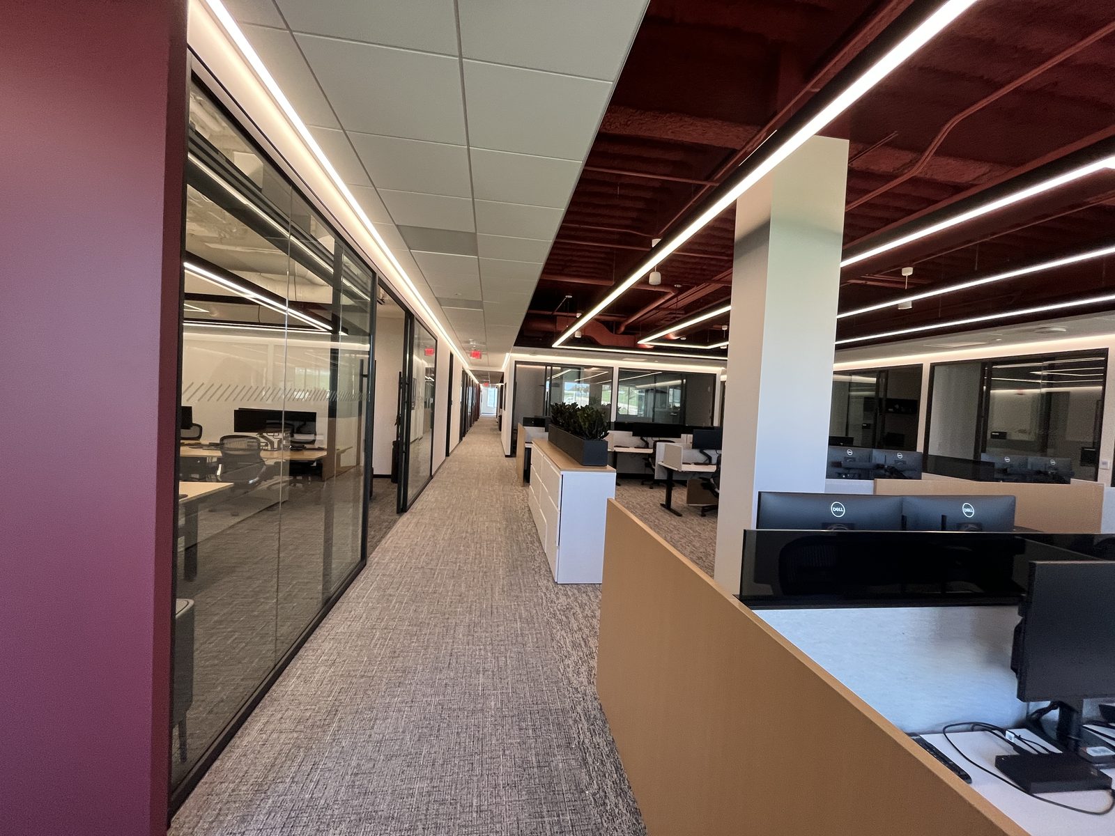 Office campus hallway cleaned by CT Cleaners — multi-tenant building services